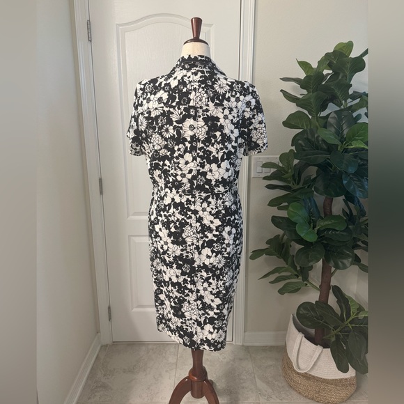 Sag Harbor Black and White Floral Midi Shirt Dress - Picture 2 of 10